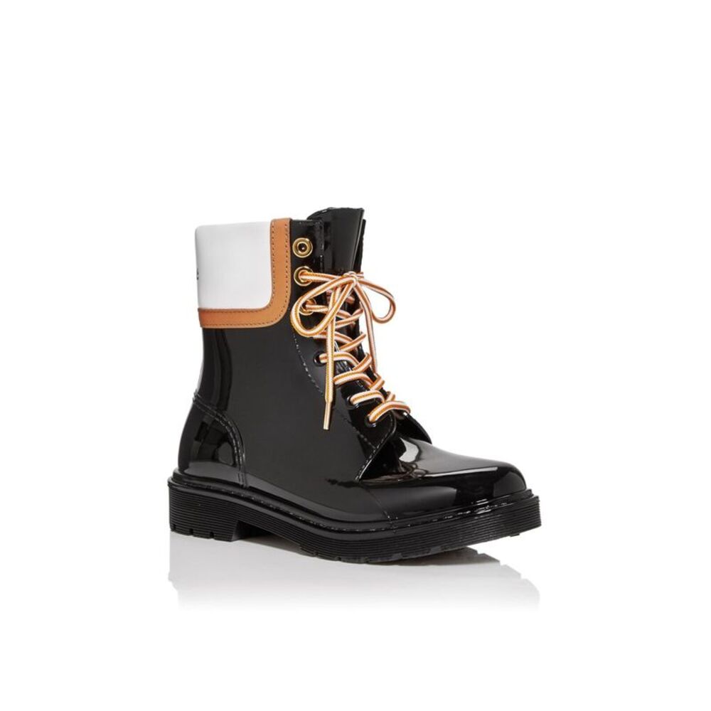 SEE BY CHLOE Womens Black Waterproof Florrie Round Toe Block Heel Rain Boots 36
